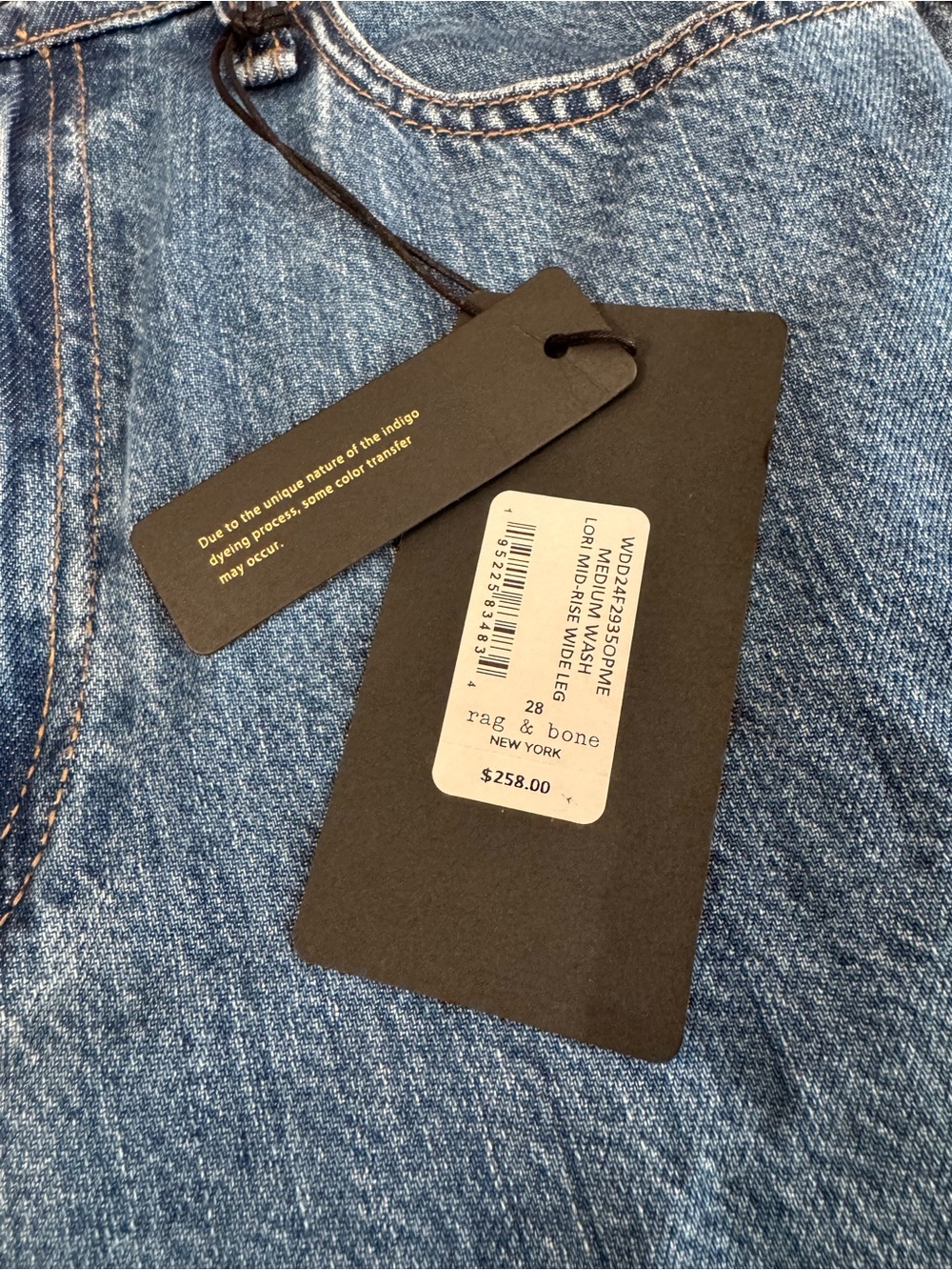NWT Rag & Bone Lori Mid Rise Wide Leg Jeans Covington Medium Wash Sz28 - Picture 5 of 8